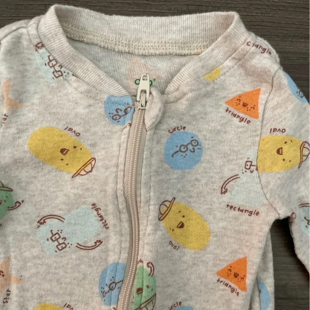 Dip Kids One Piece Footies - Yellow, Blue, Green Shapes Pattern size 3-6M
